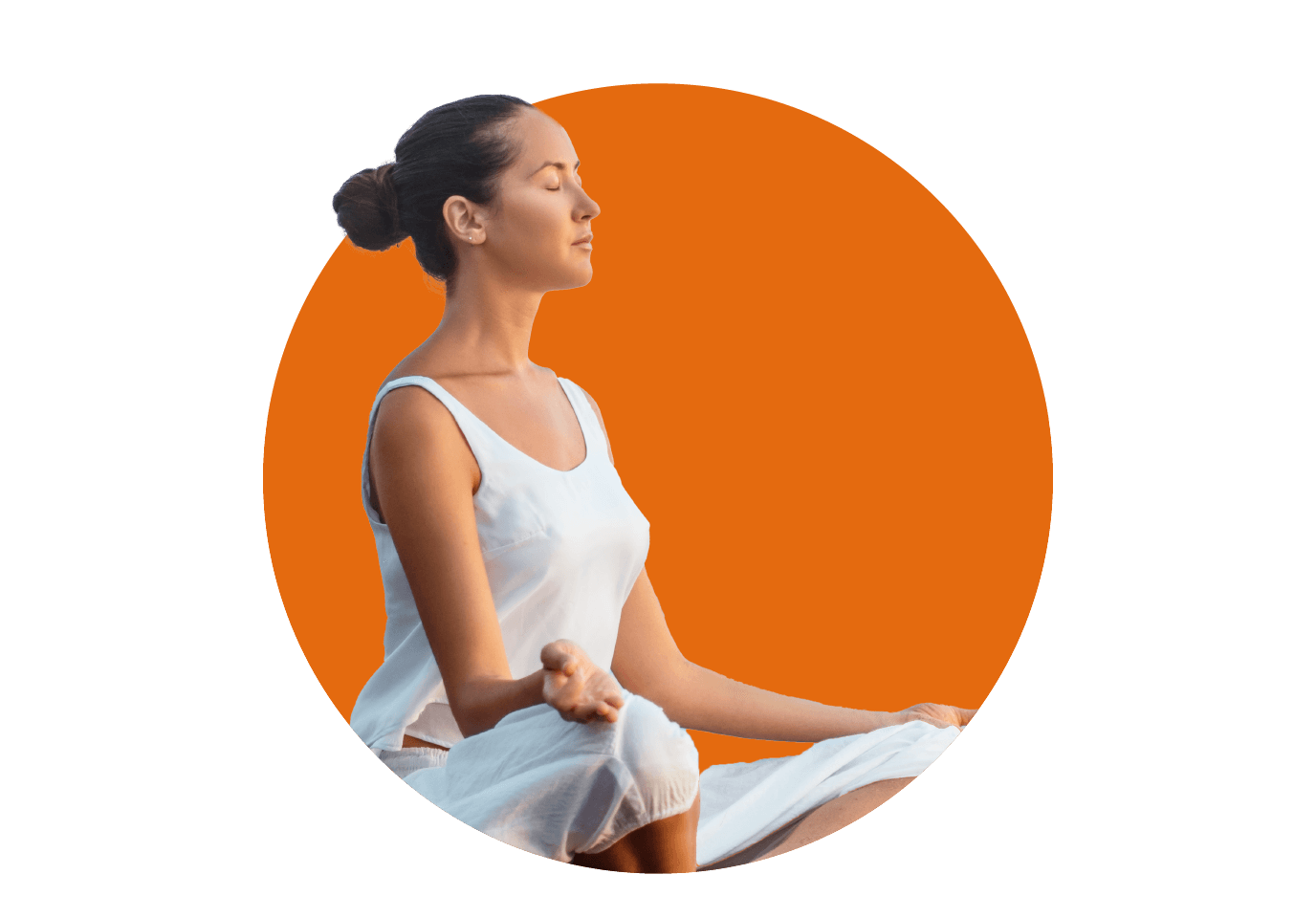 A woman relaxing, cutout orange.