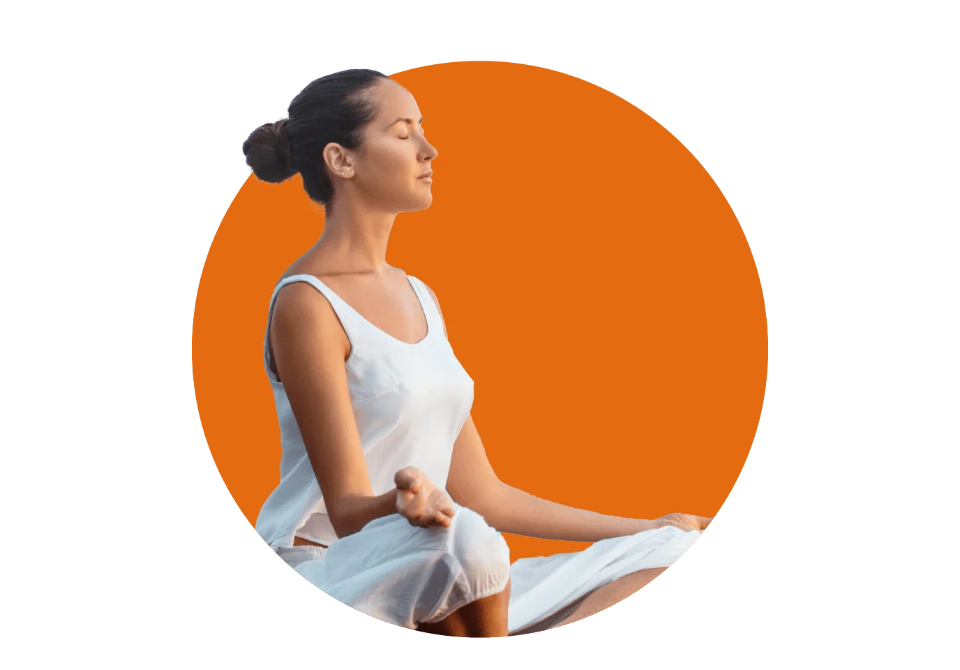 A woman relaxing, cutout orange.